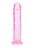 RealRock Crystal Clear Straight Dildo 8in - Pink