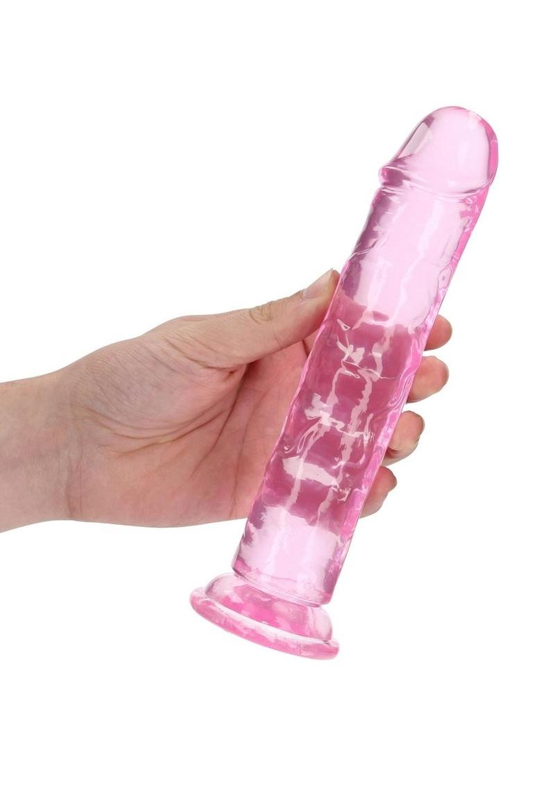 RealRock Crystal Clear Straight Dildo 8in - Pink