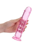 RealRock Crystal Clear Straight Dildo 8in - Pink