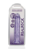 RealRock Crystal Clear Straight Dildo 8in - Purple