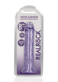 RealRock Crystal Clear Straight Dildo 8in - Purple