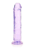 RealRock Crystal Clear Straight Dildo 8in - Purple