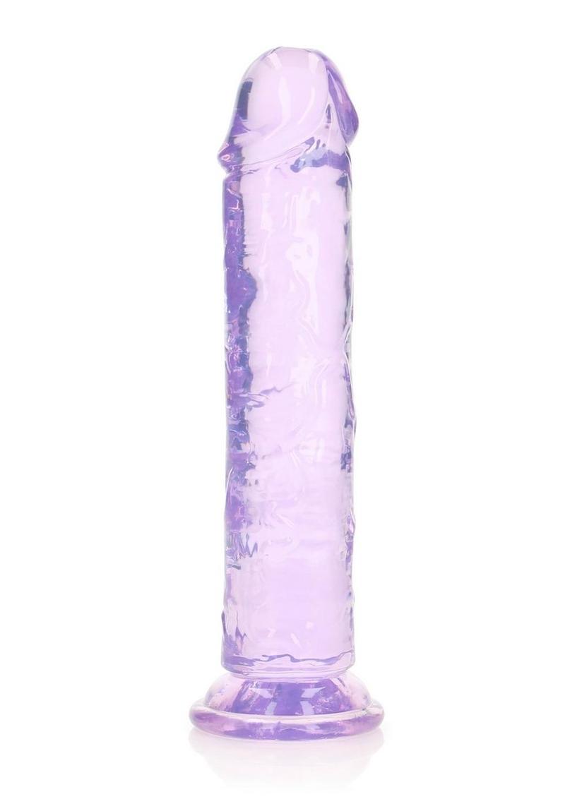 RealRock Crystal Clear Straight Dildo 8in - Purple