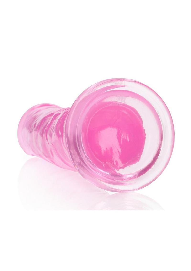 RealRock Crystal Clear Straight No Balls Dildo 10in - Pink