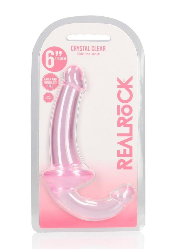 RealRock Crystal Clear Strapless Strap-On 6" - Pink