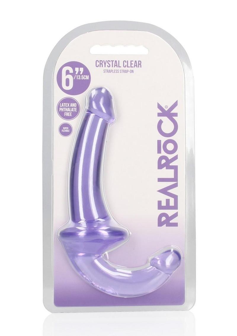 RealRock Crystal Clear Strapless Strap-On 6" - Purple