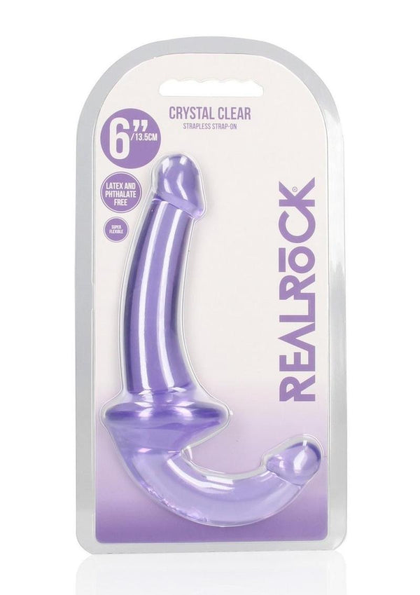 RealRock Crystal Clear Strapless Strap-On 6" - Purple