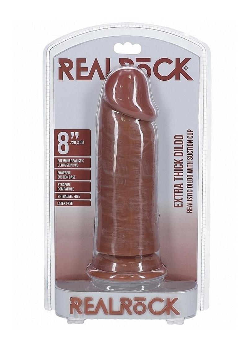 RealRock Ultra Realistic Skin Extra Thick Dildo 8in - Caramel