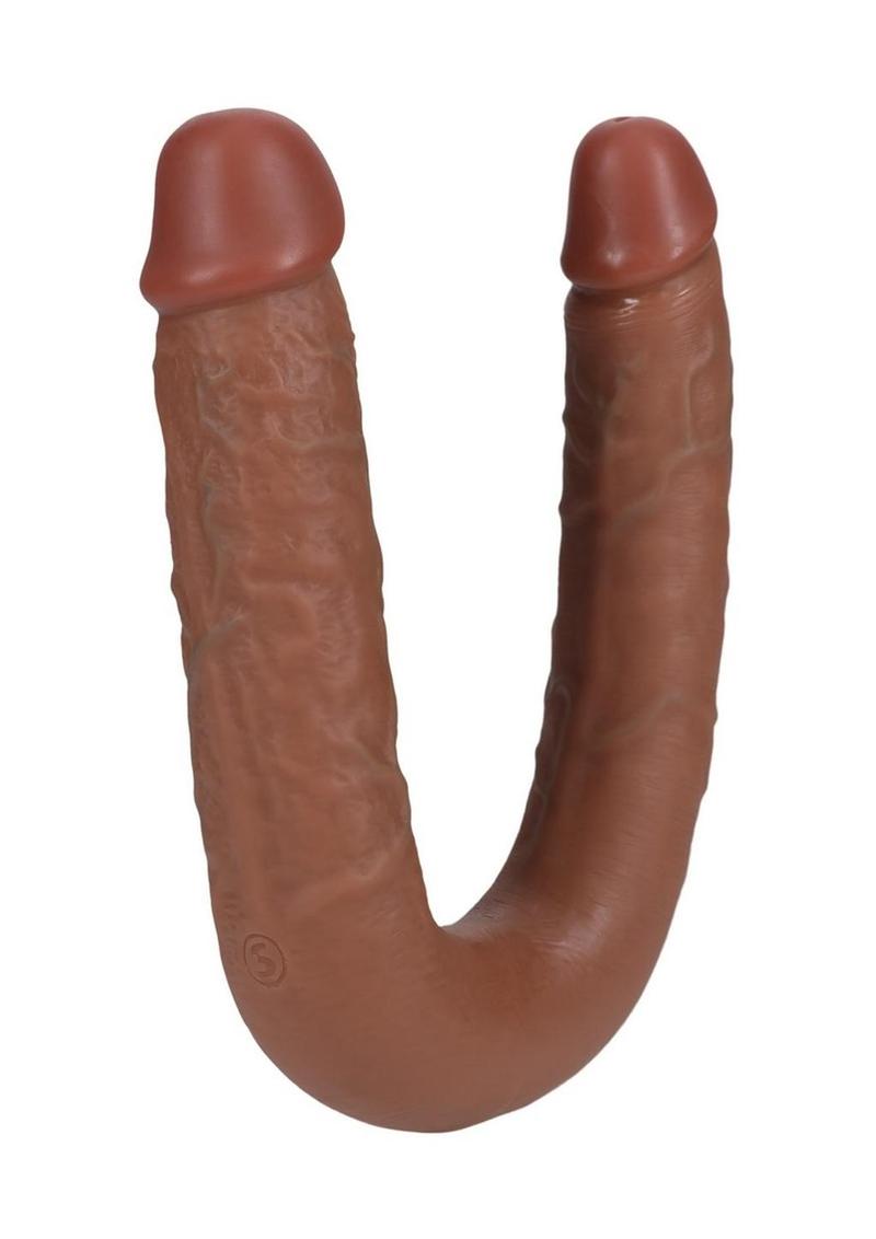 RealRock Ultra Realistic Skin U Shaped Double Dildo 9in - Caramel