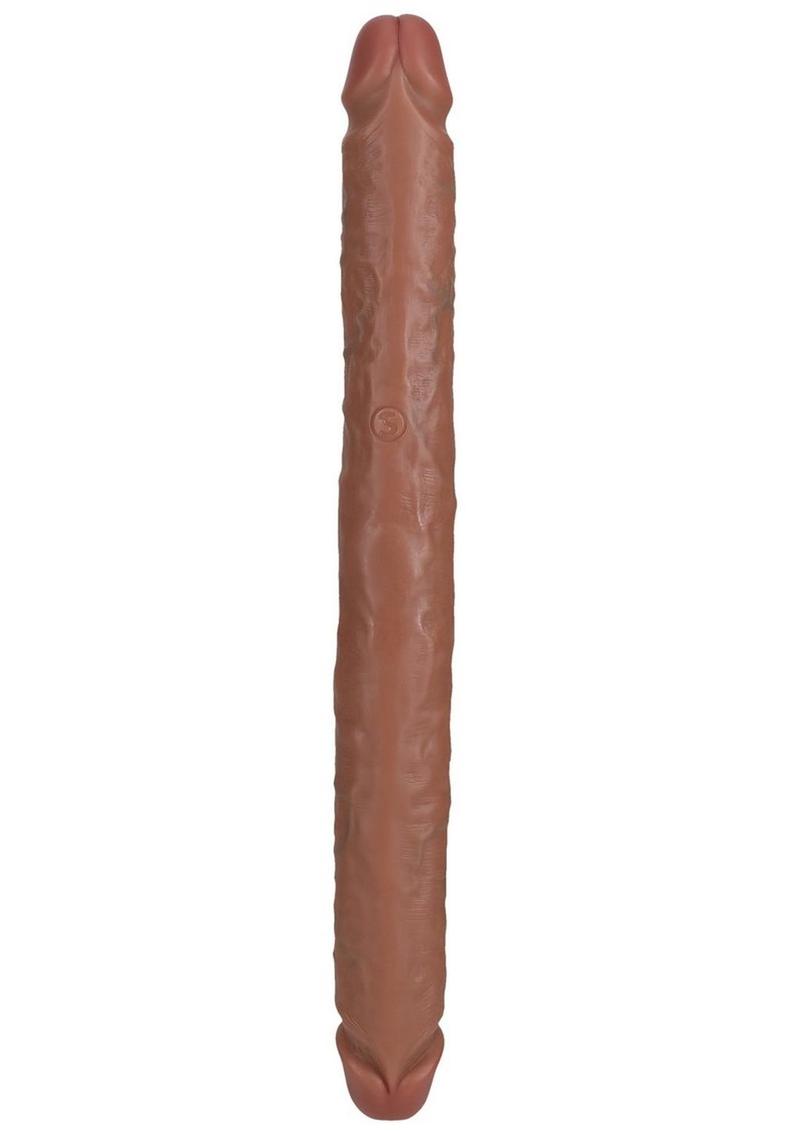 RealRock Realistic Skin Slim Double Ended Dong 14in - Caramel