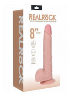 RealRock Vibrating and Rotating Cock with Balls 8in - Vanilla