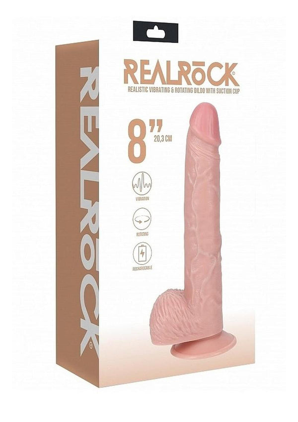 RealRock Vibrating and Rotating Cock with Balls 8in - Vanilla