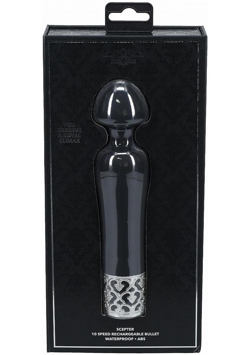 Royal Gems Scepter Silicone Rechargeable Wand - Black