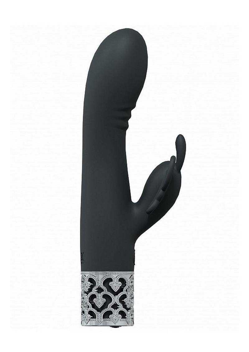 Royal Gems Monarch Rechargeable Silicone Rabbit Vibrator - Black