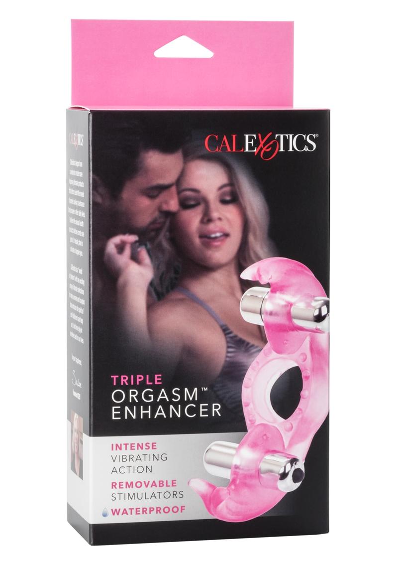 Couple's Enhancers Triple Orgasms Enhancer Vibrating Cock Ring with Clitoral Stimulation - Pink