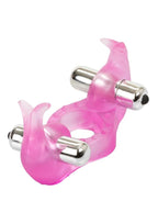 Couple's Enhancers Triple Orgasms Enhancer Vibrating Cock Ring with Clitoral Stimulation - Pink