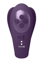 Vive YOKO Rechargeable Silicone Tripe Motor Dual Prongs with Clitoral Pulse Wave Vibrator - Purple