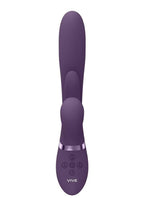 Vive ENA Rechargeable Silicone Triple Motor Thrusting G-Spot with Flapper and Air Wave Clit Stimulation Vibrator - Purple