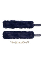 Sex & Mischief Cougar Fur Handcuffs - Navy/Gold
