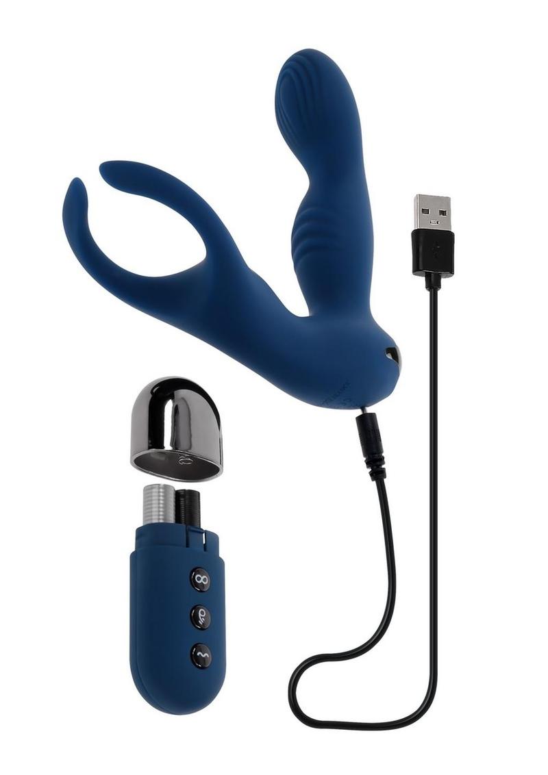 Zero Tolerance By All Means Rechargeable Silicone Anal Vibrator with Remote Control - Blue
