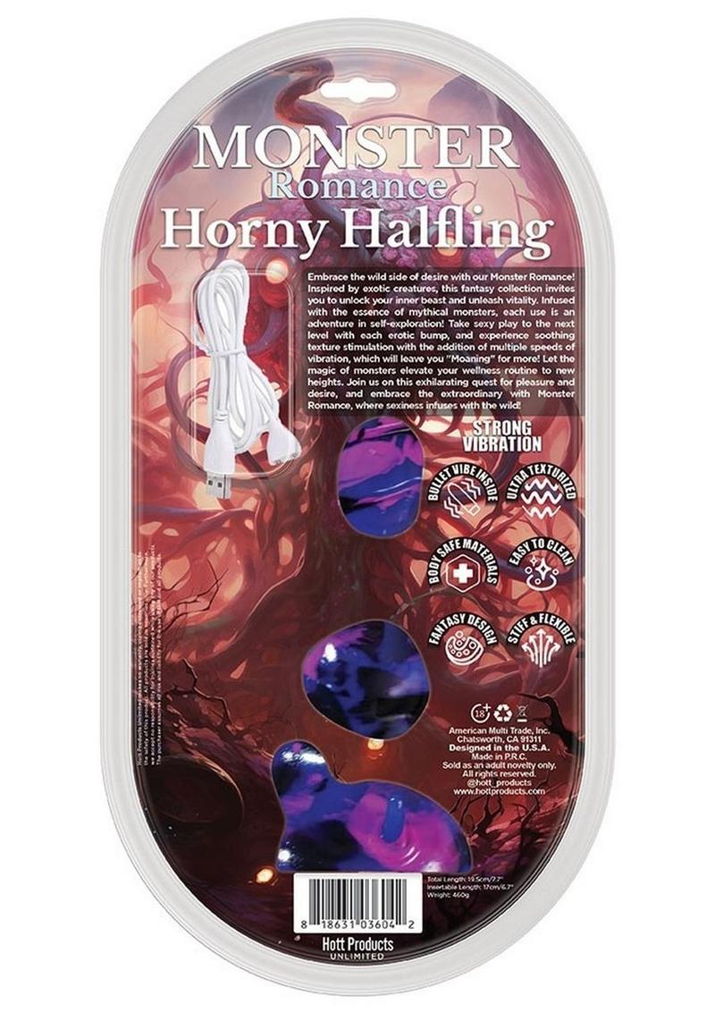 Monster Romance Horny Halfling Rechargeable Dong - Purple/Multicolor