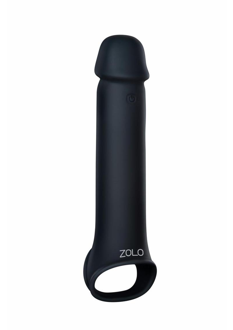 Zolo Vibrating Silicone Rechargeable Penis Extender with Remote Control - Black