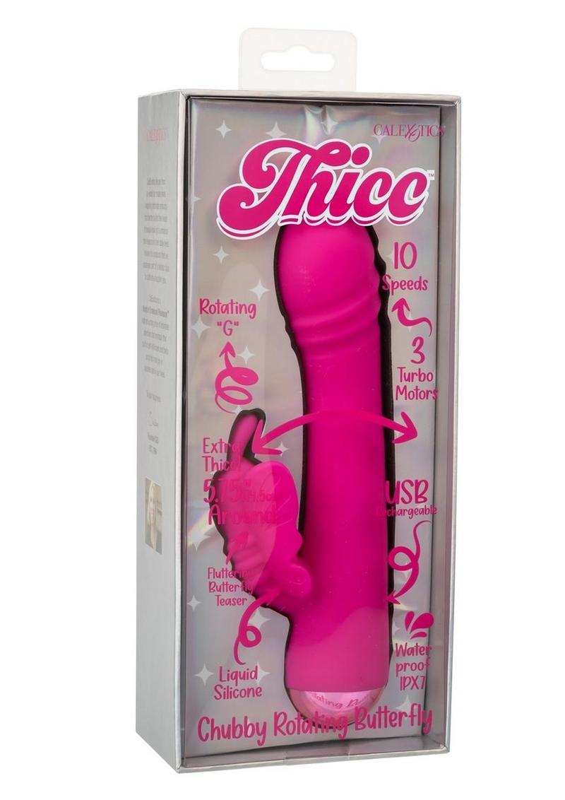 Thicc Chubby Rotating Rechargeable Silicone Butterfly Rabbit Vibrator - Purple