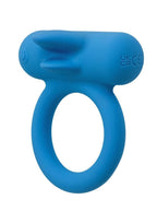 Couple's Enhancers Silicone Rechargeable Double Trouble Cock Ring - Blue