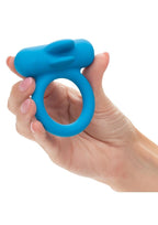 Couple's Enhancers Silicone Rechargeable Double Trouble Cock Ring - Blue