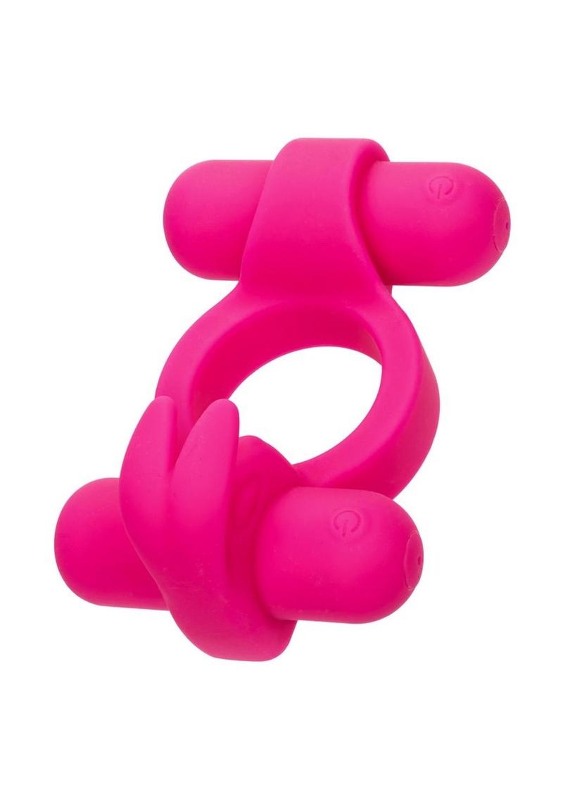 Couple's Enhancers Silicone Rechargeable Rockin' Rabbit Cock Ring - Pink