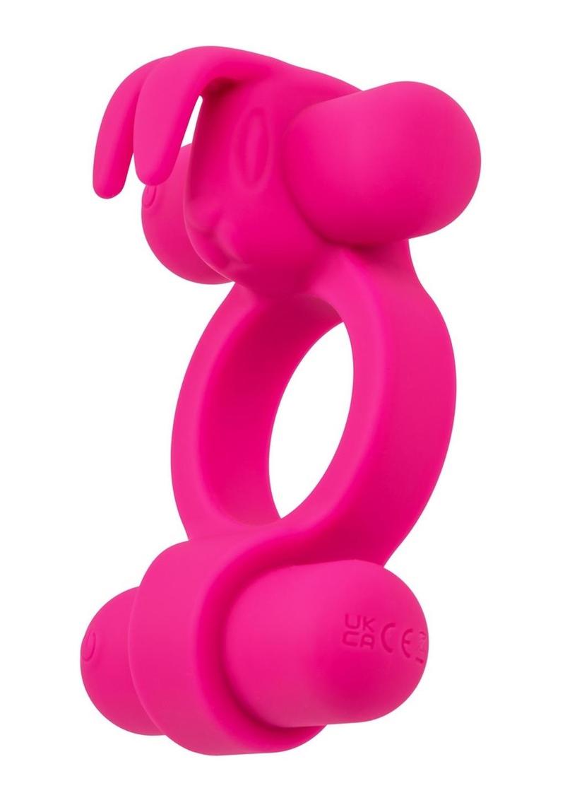 Couple's Enhancers Silicone Rechargeable Rockin' Rabbit Cock Ring - Pink