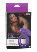 Couple's Enhancers Silicone Rechargeable Dual Climaxer Cock Ring - Purple