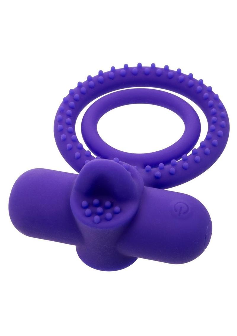 Couple's Enhancers Silicone Rechargeable Dual Climaxer Cock Ring - Purple