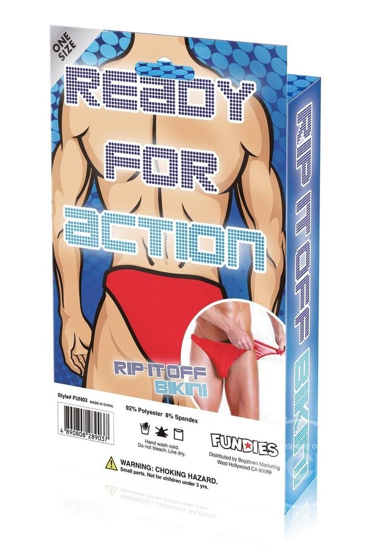 Fundies Rip it Off Bikini with Red Satin Ribbon - O/S - Red