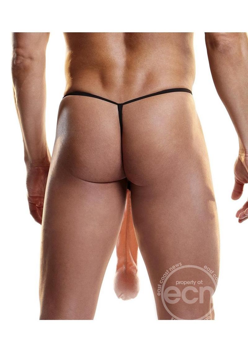 Fundies Foot Long Thong With Paper Ruler - O/S - Black