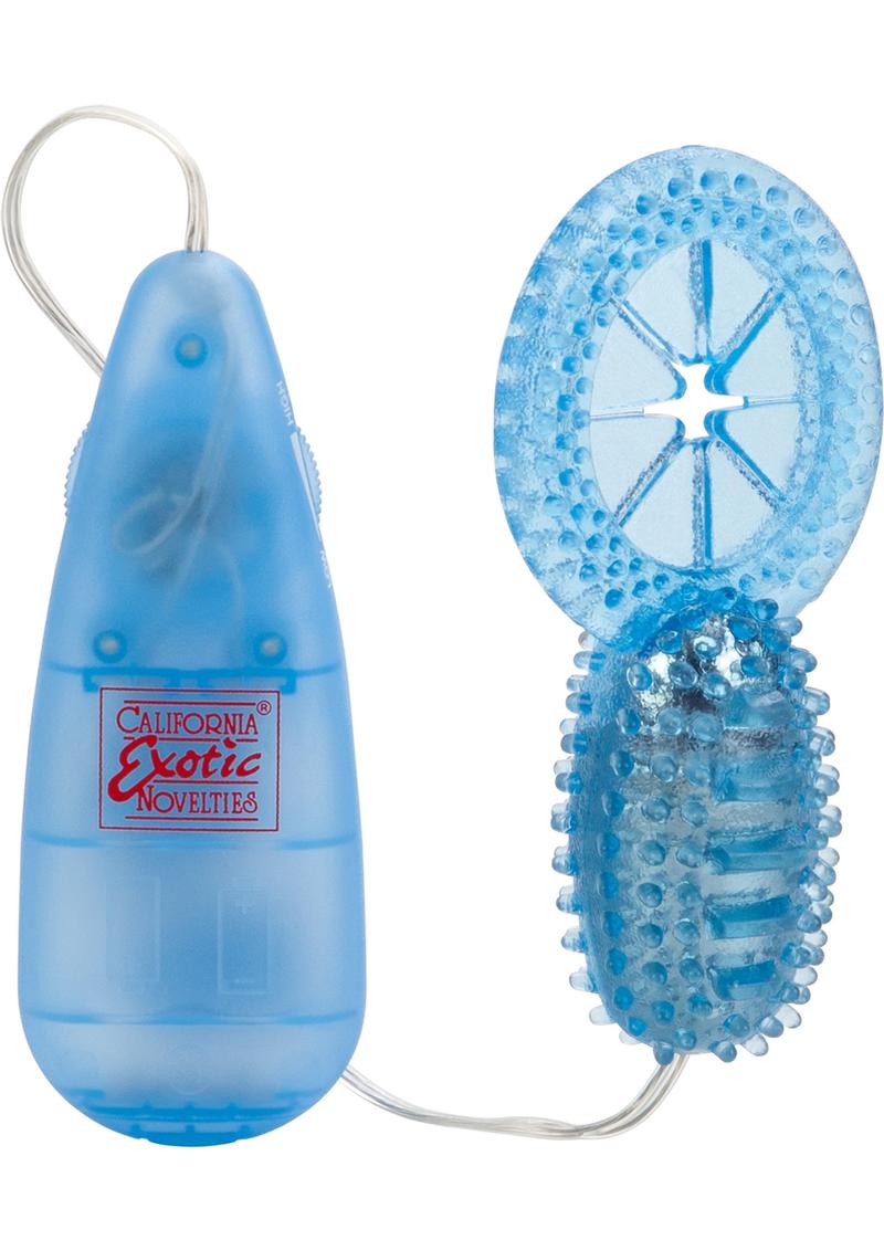 Shane's World His Stimulator Vibrating Cock Ring with Wired Remote Control - Blue