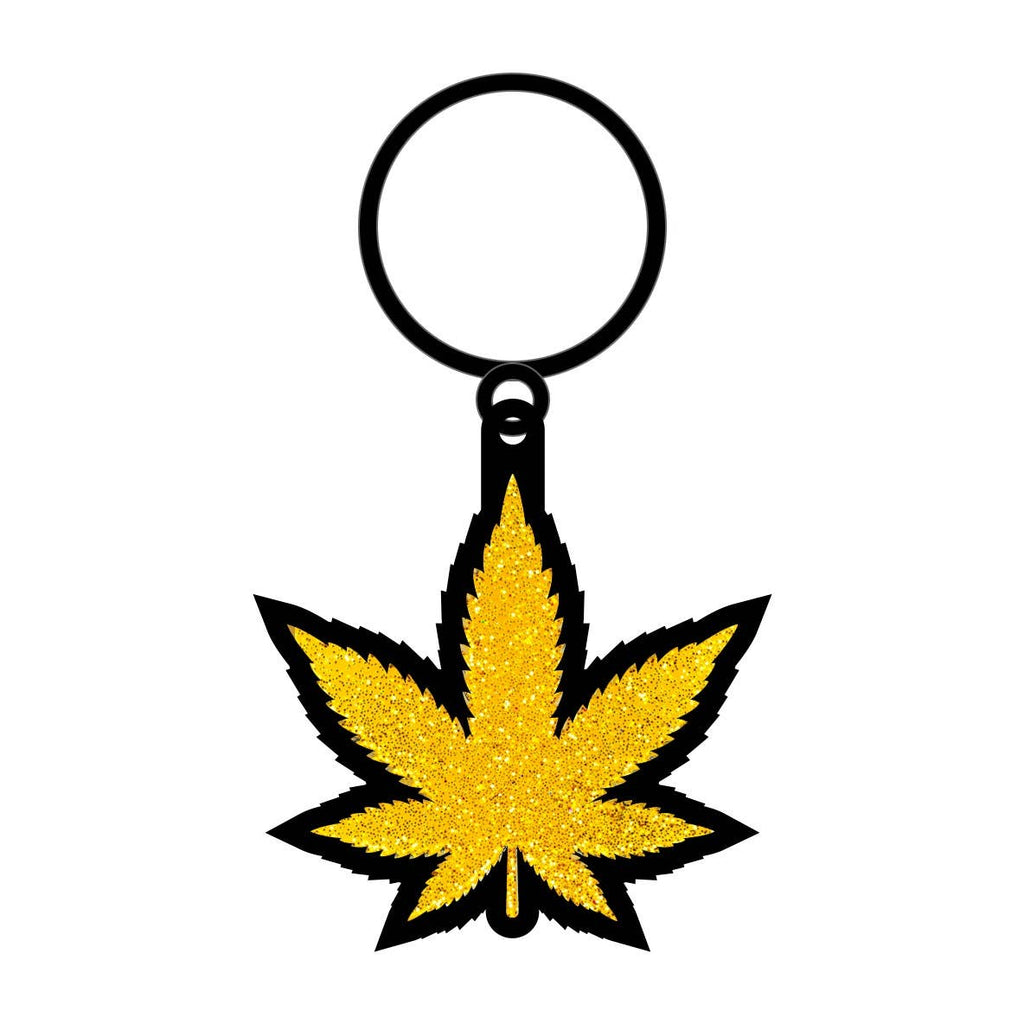 Gold Glitter Leaf Keychain