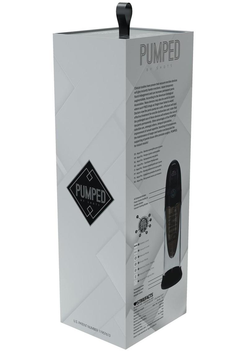 Pumped Aqua Pro Submersible Automatic Rechargeable Silicone AI Tech Enhanced Penis Pump - Black