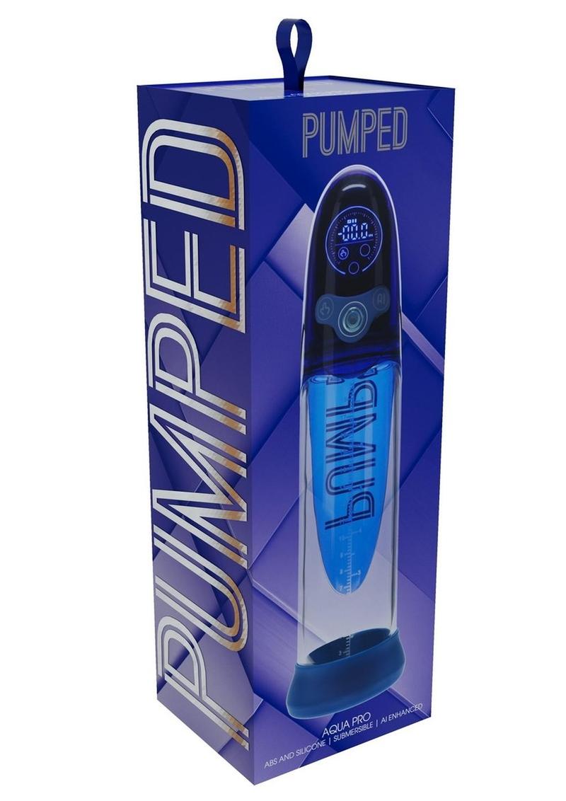 Pumped Aqua Pro Submersible Automatic Rechargeable Silicone AI Tech Enhanced Penis Pump - Blue