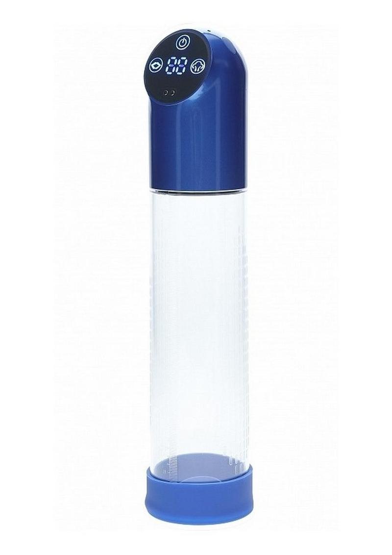 Pumped Automatic Waterproof Rechargeable Silicone Penis Pump - Metal Blue