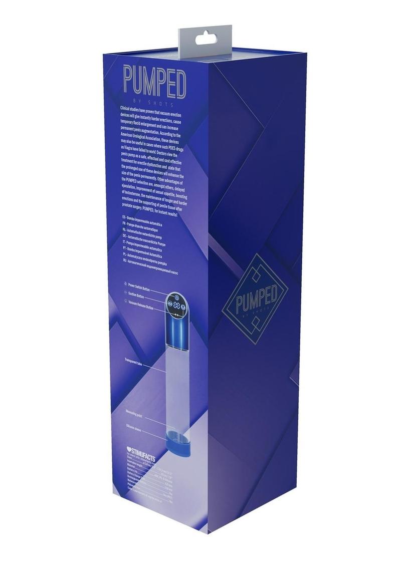 Pumped Automatic Waterproof Rechargeable Silicone Penis Pump - Metal Blue