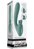 Thrust into Ecstasy Rechargeable Silicone Rabbit Vibrator - Green
