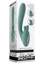 Thrust into Ecstasy Rechargeable Silicone Rabbit Vibrator - Green