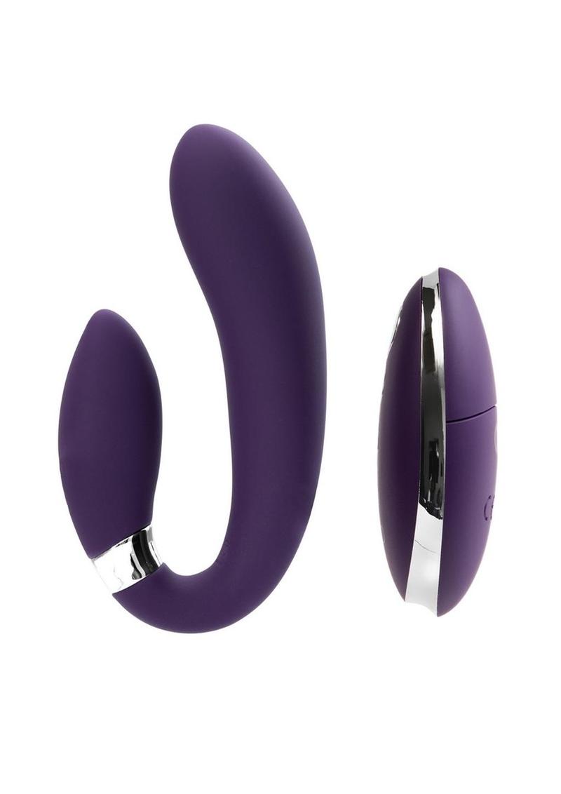 VeDO Jeni C-Shaped Rechargeable Silicone Dual Motor Vibrator with Remote Control - Purple