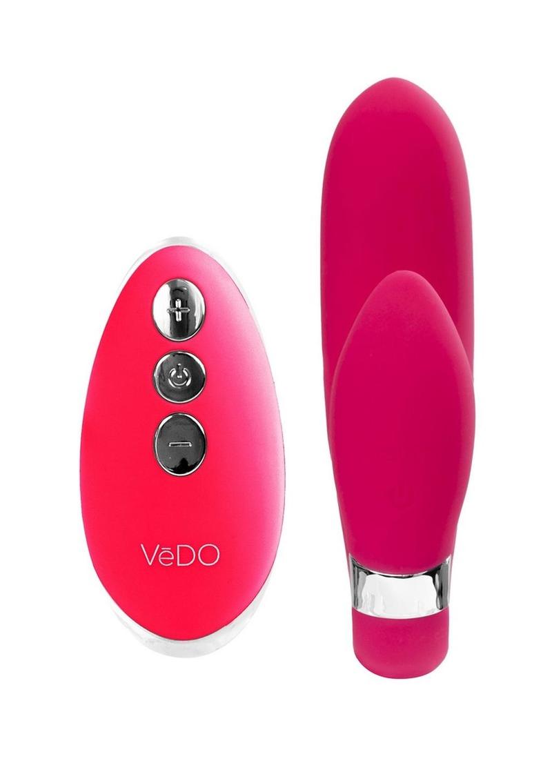 VeDO Jeni C-Shaped Rechargeable Silicone Dual Motor Vibe with Remote Control - Pink