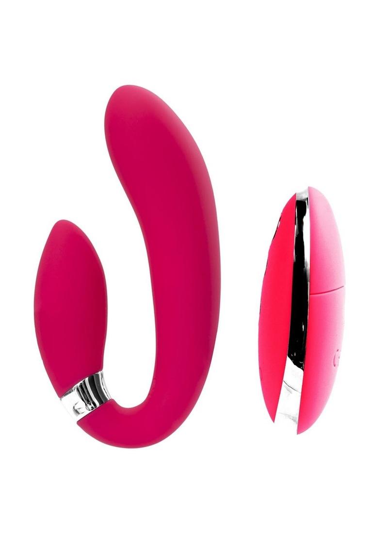 VeDO Jeni C-Shaped Rechargeable Silicone Dual Motor Vibe with Remote Control - Pink