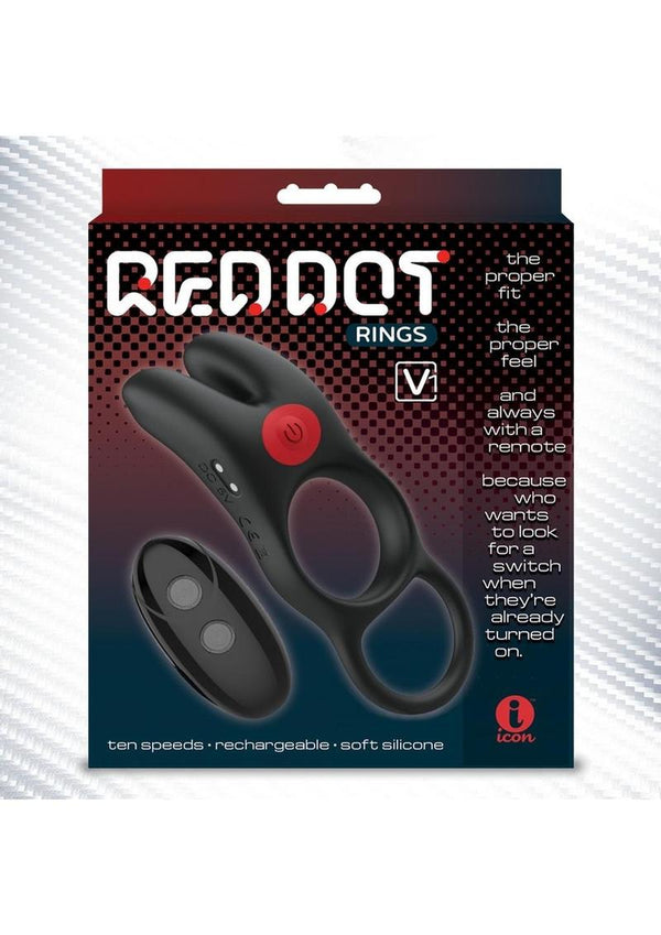 Red Dot Silicone Rechargeable Vibrating Cock Ring V1