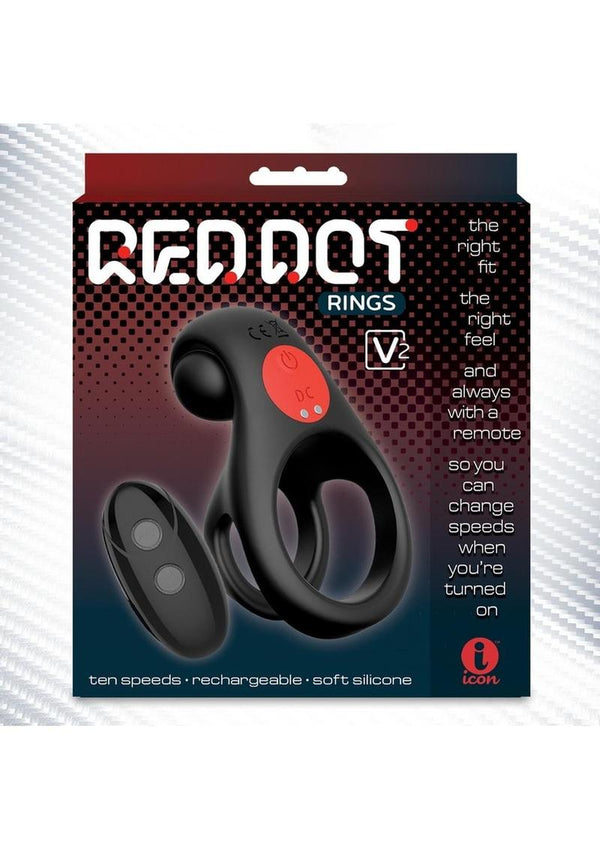 Red Dot Silicone Rechargeable Vibrating Cock Ring V2