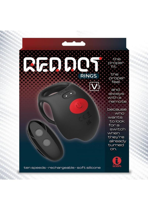 Red Dot Silicone Rechargeable Vibrating Cock Ring V3