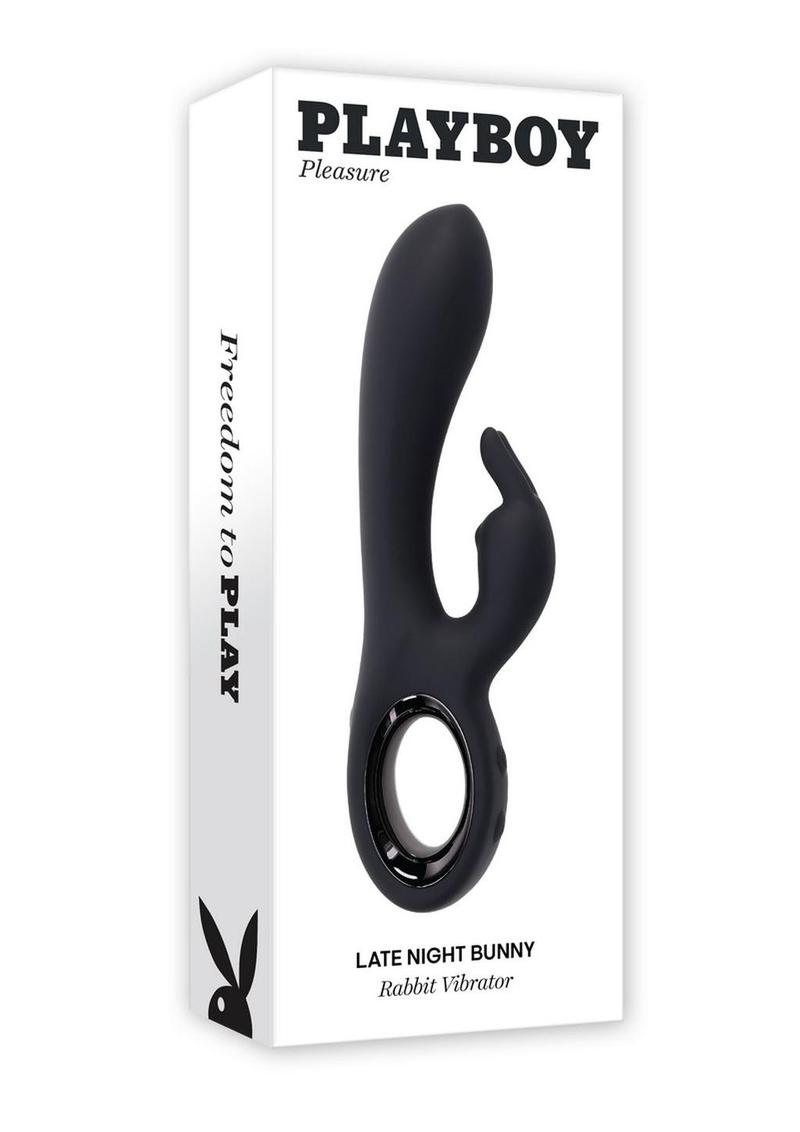 Playboy Late Night Bunny Rechargeable Silicone Rabbit Vibrator - Black